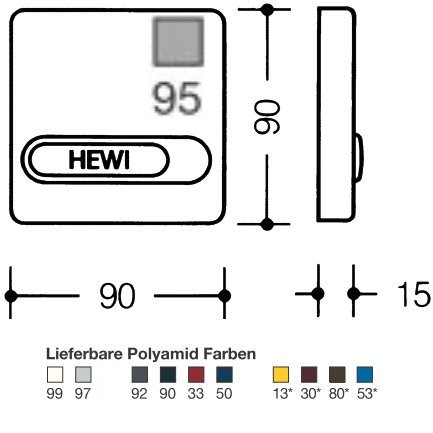 HEWI 685.1.11 95 Polyamid Klingelplatte mit beleuchteten Namenschild felsgrau